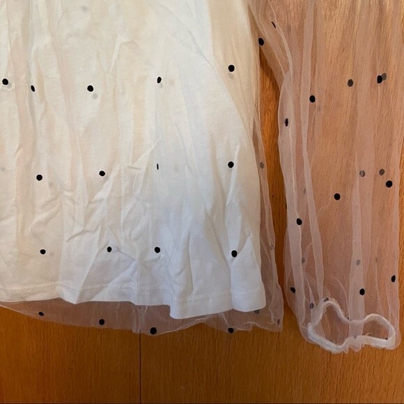 Zara Kids Girls Soft Cream Polka Dot Organza Blouse Size 11-12 Months - Picture 4 of 8
